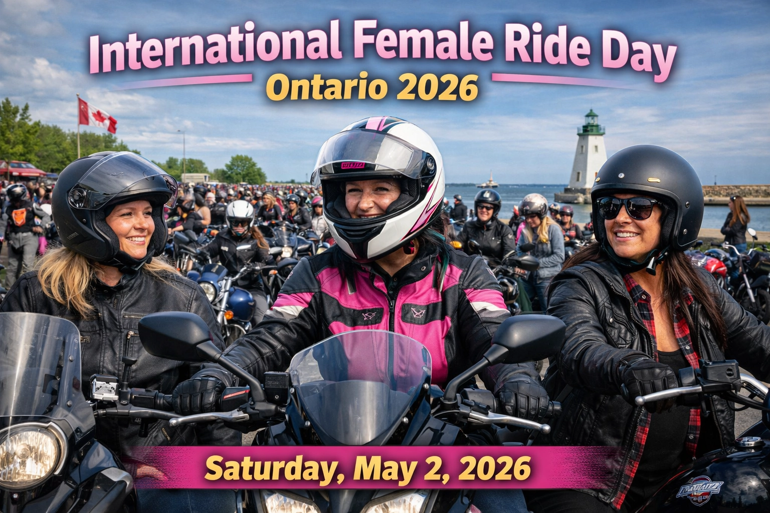 Women motorcycle riders participating in International Female Ride Day Ontario 2026