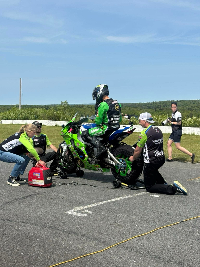 Superbike racers competing at Calabogie Motorsports Park during CSBK Round 3 in 2026